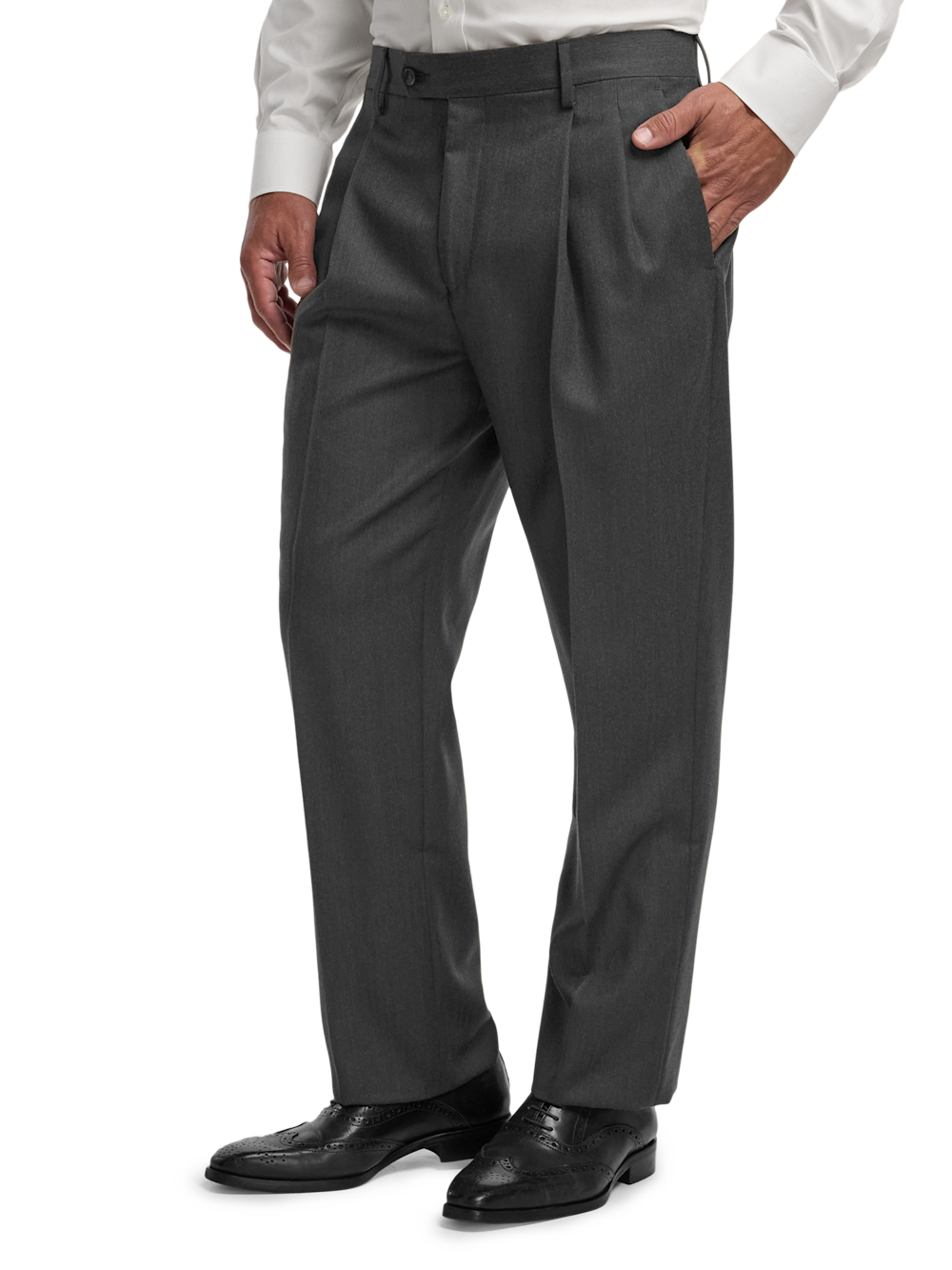 Alternate Image of Wool Flannel Solid Pants-3#model_pleated front