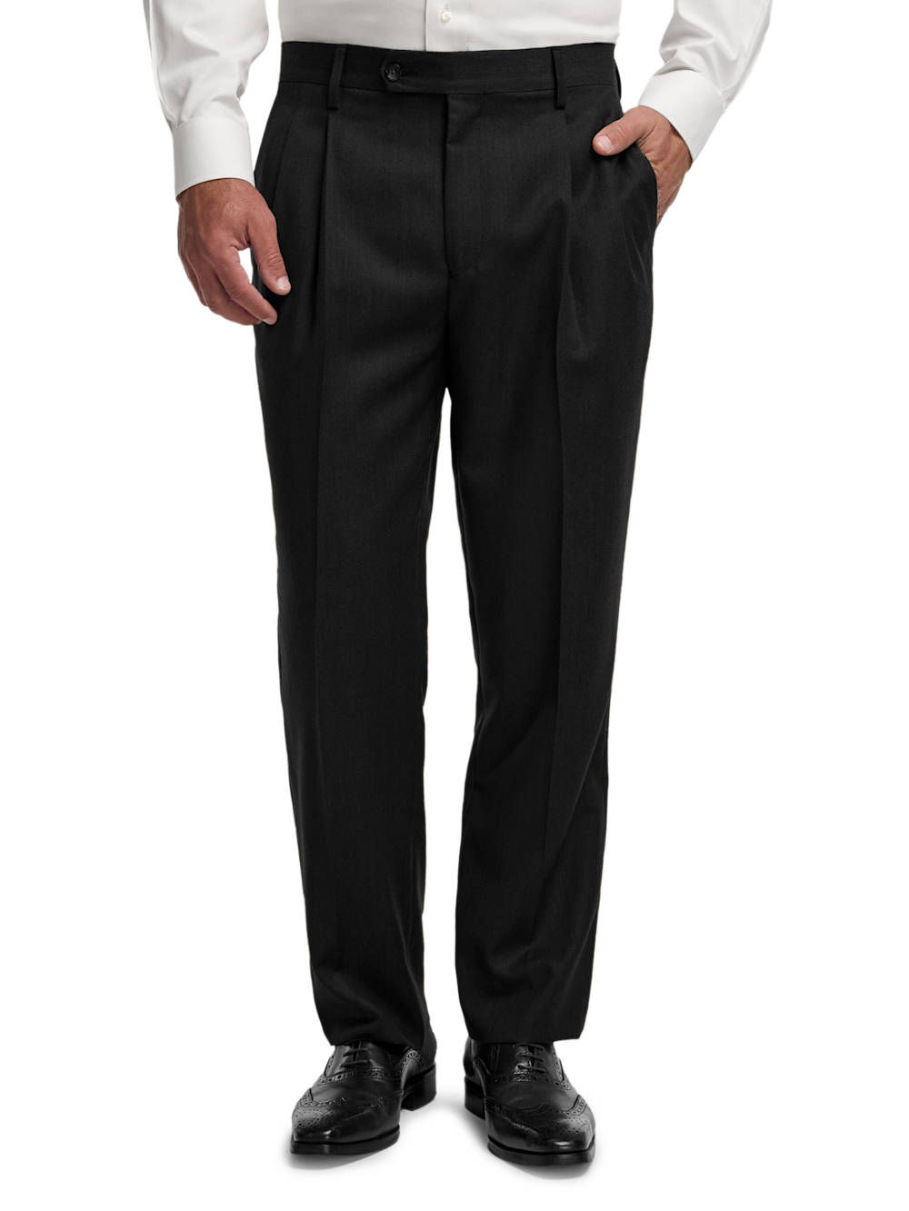 Alternate Image of Wool Flannel Solid Pants-2#model_pleated front
