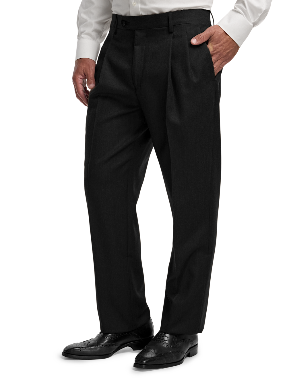 Alternate Image of Wool Flannel Solid Pants-3#model_pleated front