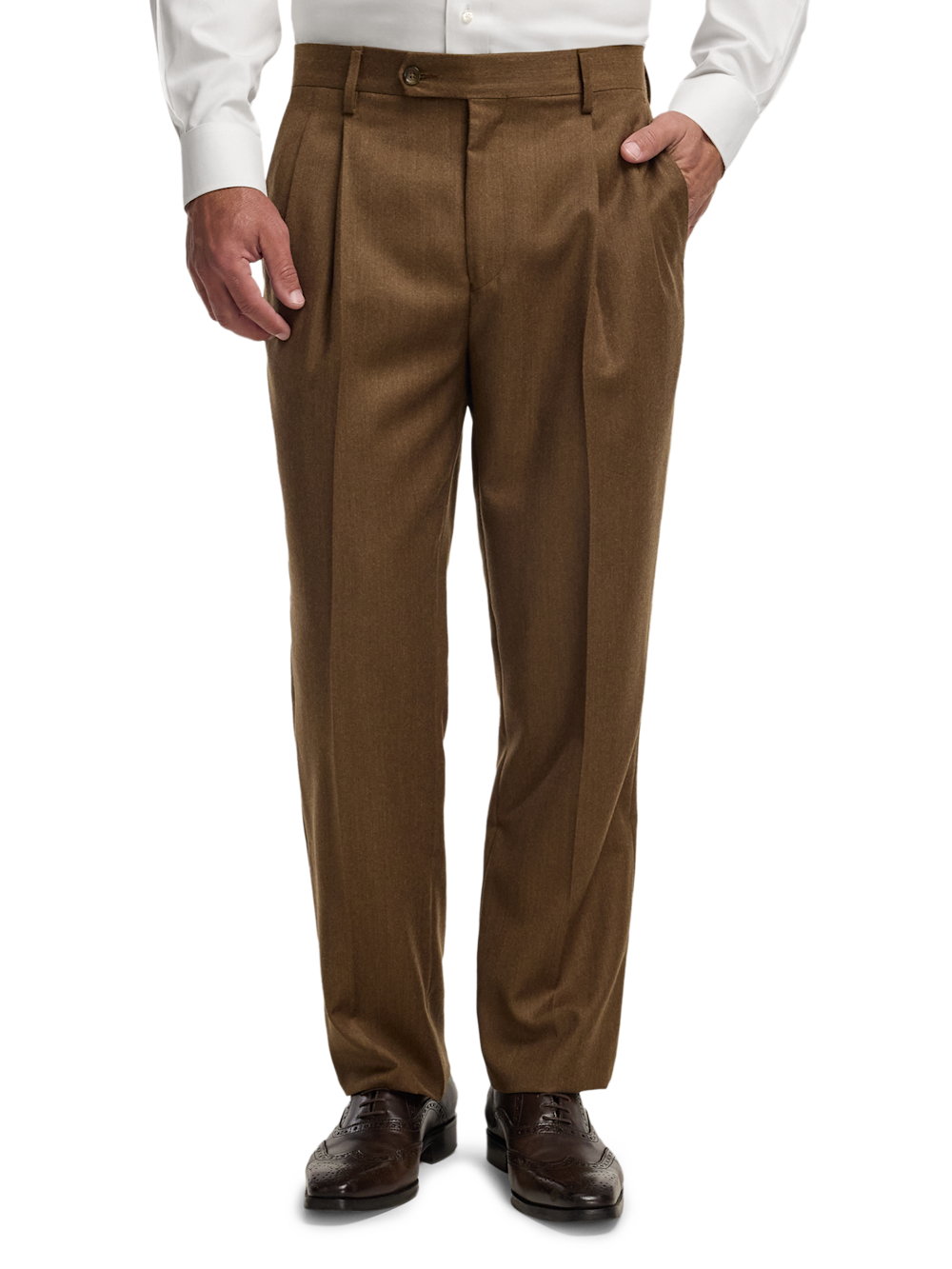 Alternate Image of Wool Flannel Solid Pants-2#model_pleated front