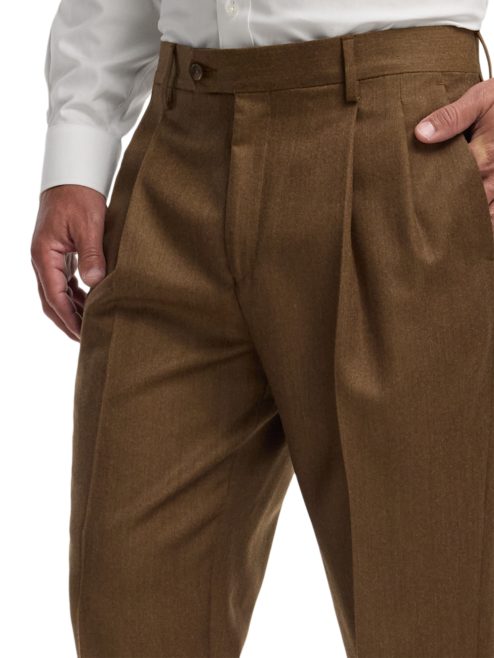 Alternate Image of Wool Flannel Solid Pants-4#model_pleated front
