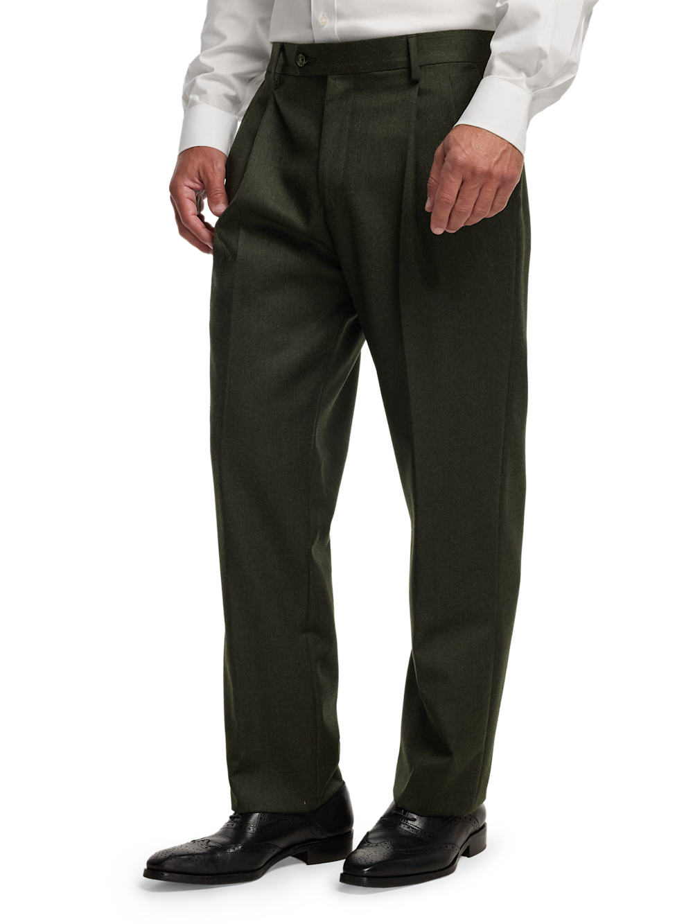 Alternate Image of Wool Flannel Solid Pants-3#model_pleated front
