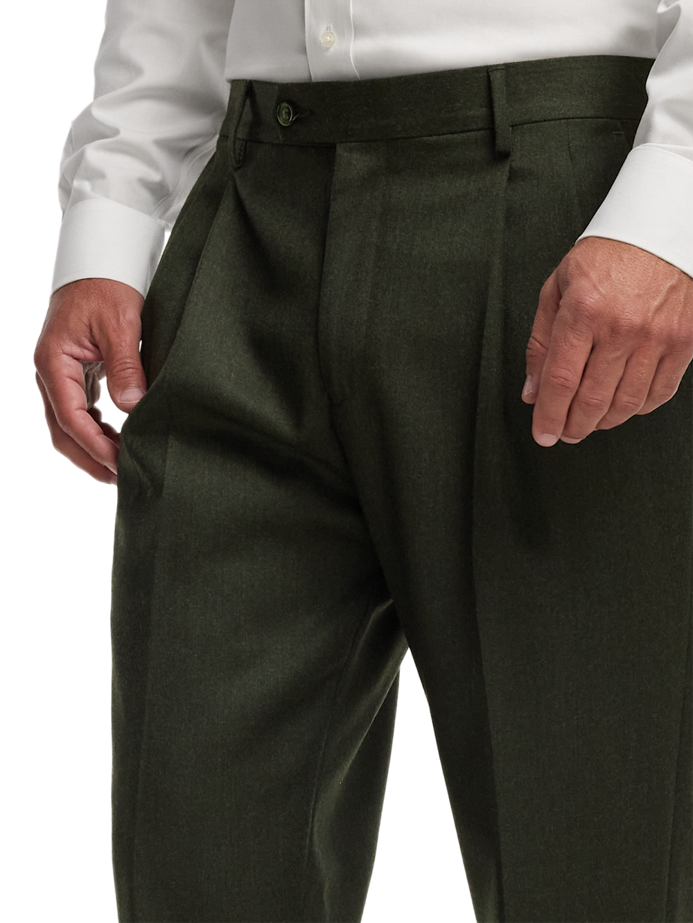 Alternate Image of Wool Flannel Solid Pants-4#model_pleated front