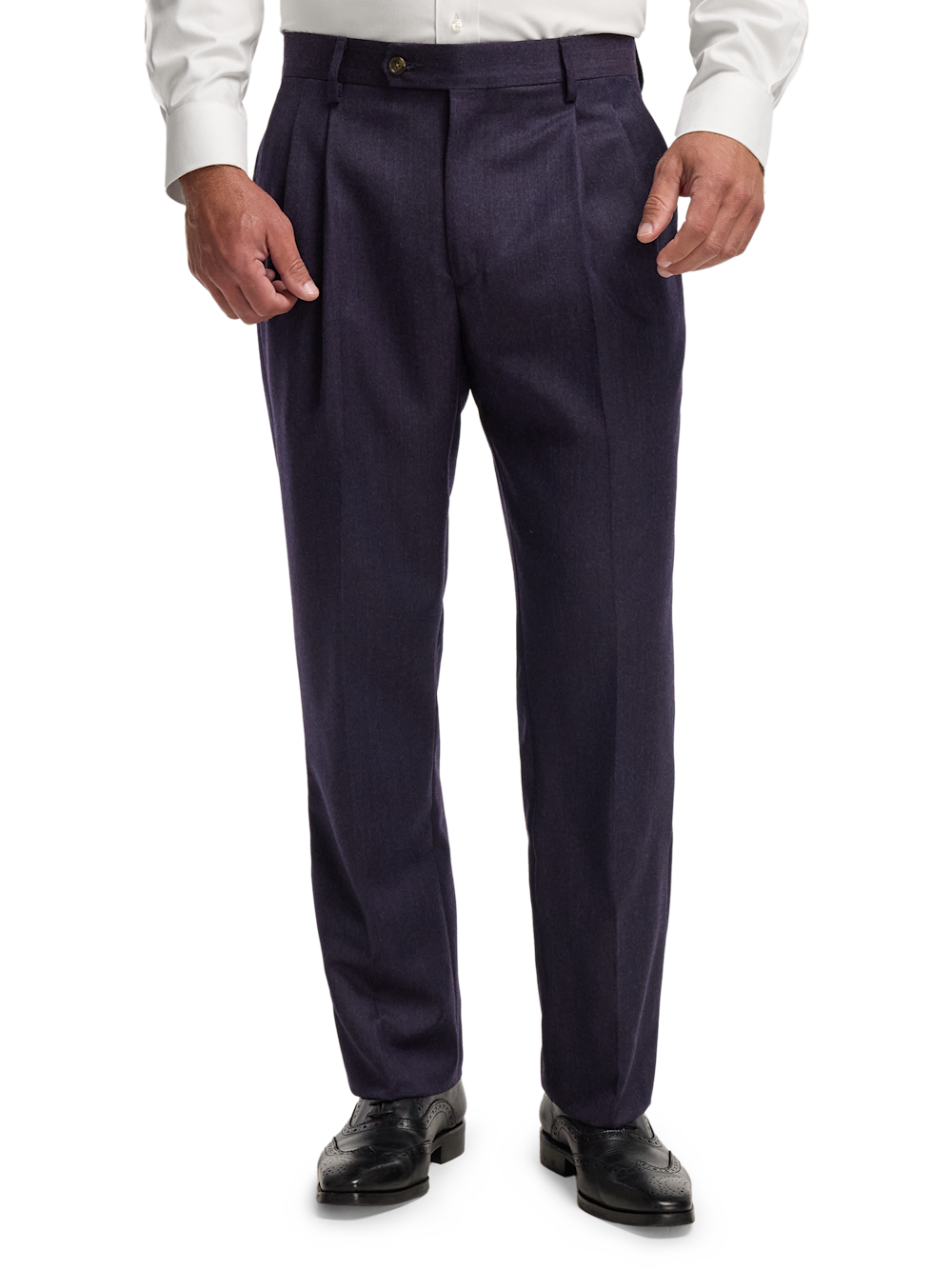 Alternate Image of Wool Flannel Solid Pants-2#model_pleated front