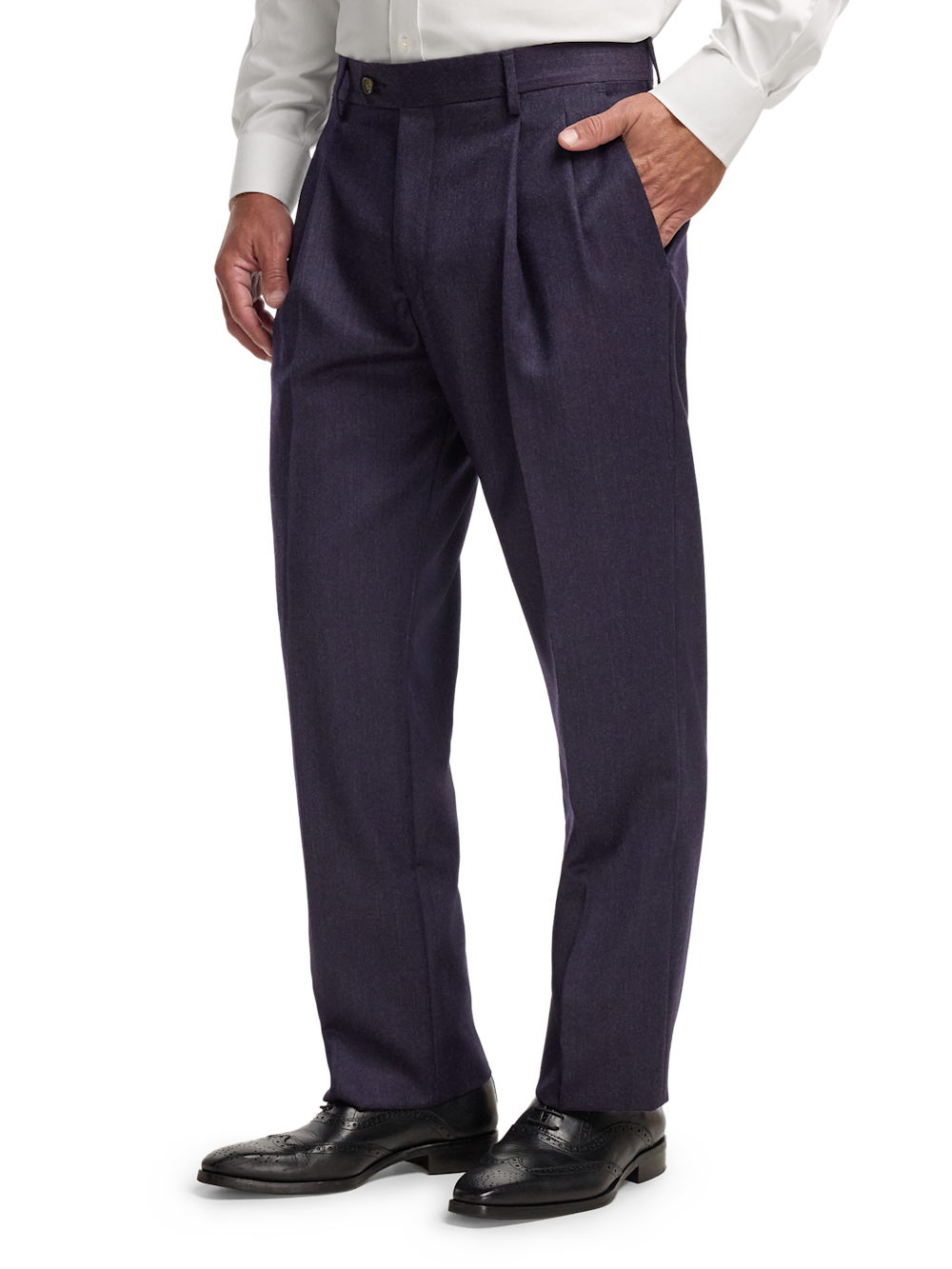 Alternate Image of Wool Flannel Solid Pants-3#model_pleated front