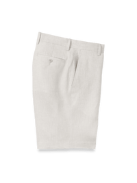 Linen Chambray Twill Flat Front Shorts - Ivory