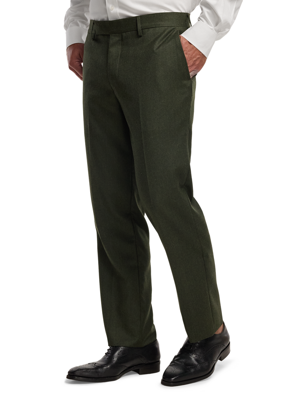Alternate Image of Wool Flannel Solid Pants-3#model_flat front