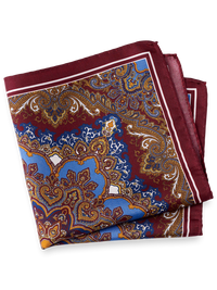 Medallion Silk Pocket Square - Burgundy Multi