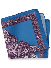 Medallion Silk Pocket Square - Blue/purple
