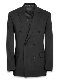 Classic Fit Essential Wool Double Breasted Peak Lapel Suit Jacket - Black