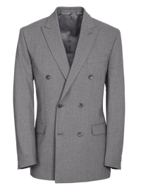 Classic Fit Essential Wool Double Breasted Peak Lapel Suit Jacket - Grey