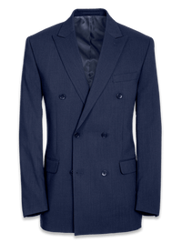 Classic Fit Essential Wool Double Breasted Peak Lapel Suit Jacket - Navy