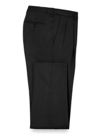 Tailored Fit Essential Wool Pleated Pants - Black