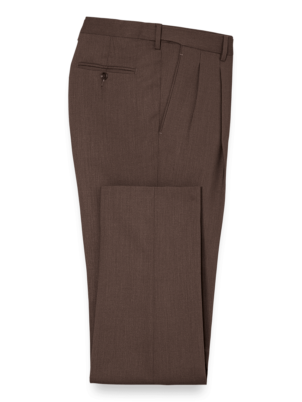 Product Image of Tailored Fit Essential Wool Pleated Pants-Brown