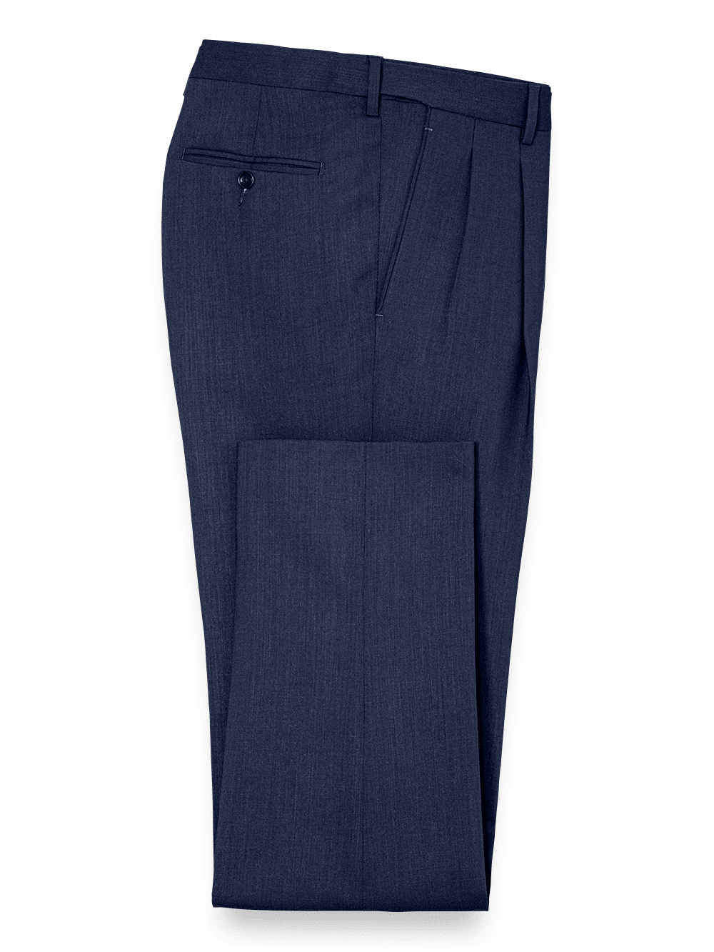 Product Image of Tailored Fit Essential Wool Pleated Pants-Navy