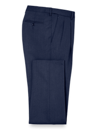Tailored Fit Essential Wool Pleated Pants - Navy