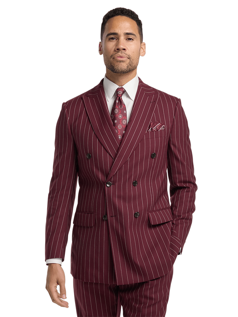 Alternate Image of Wool Stretch Stripe Double Breasted Suit Jacket-1