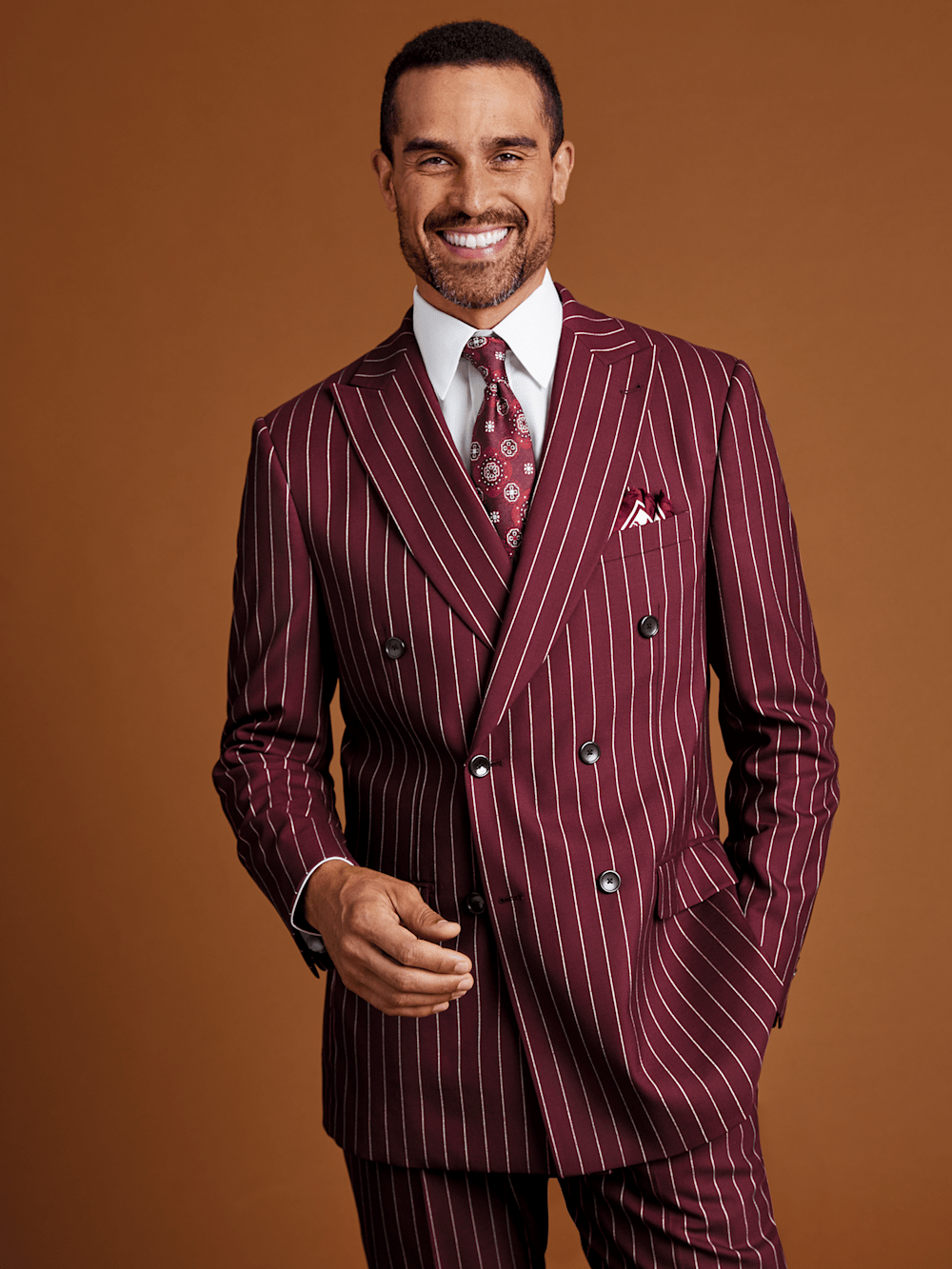 Alternate Image of Wool Stretch Stripe Double Breasted Suit Jacket-7