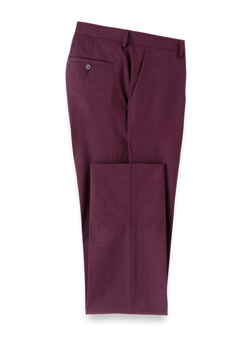 Wool Stretch Bengaline Suit Pants - Plum