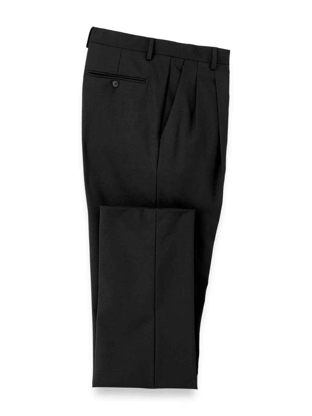 Product Image of Wool Stretch Bengaline Suit Pants-Black#model_pleated front