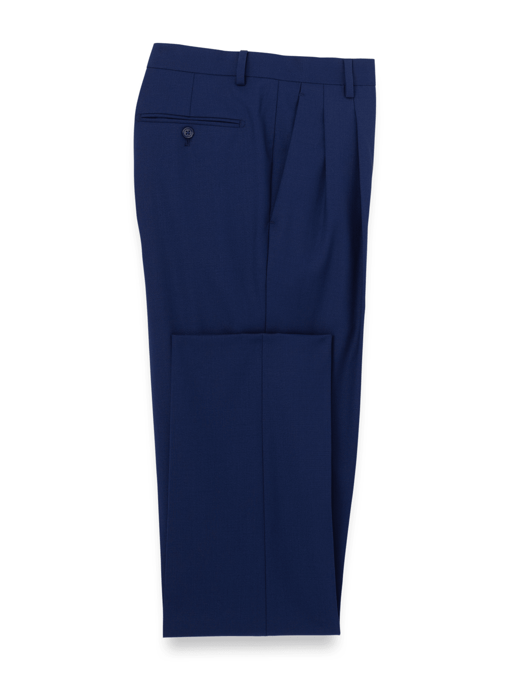 Product Image of Wool Stretch Bengaline Suit Pants-Blue#model_pleated front