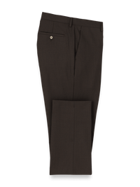 Wool Stretch Bengaline Suit Pants - Dark Brown
