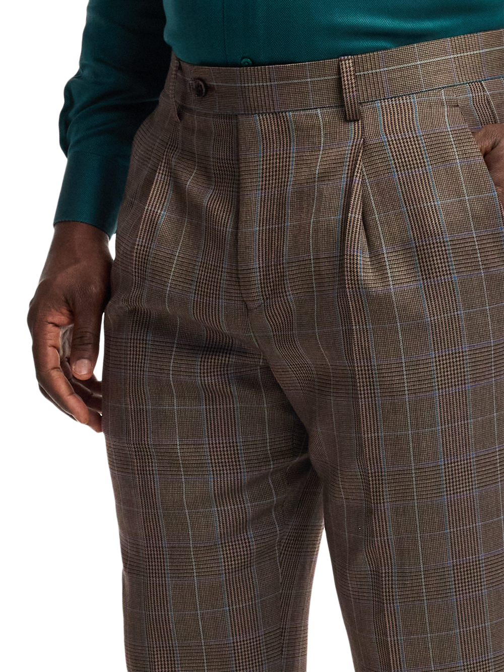 Alternate Image of Wool Blend Plaid Single Pleat Suit Pants-4