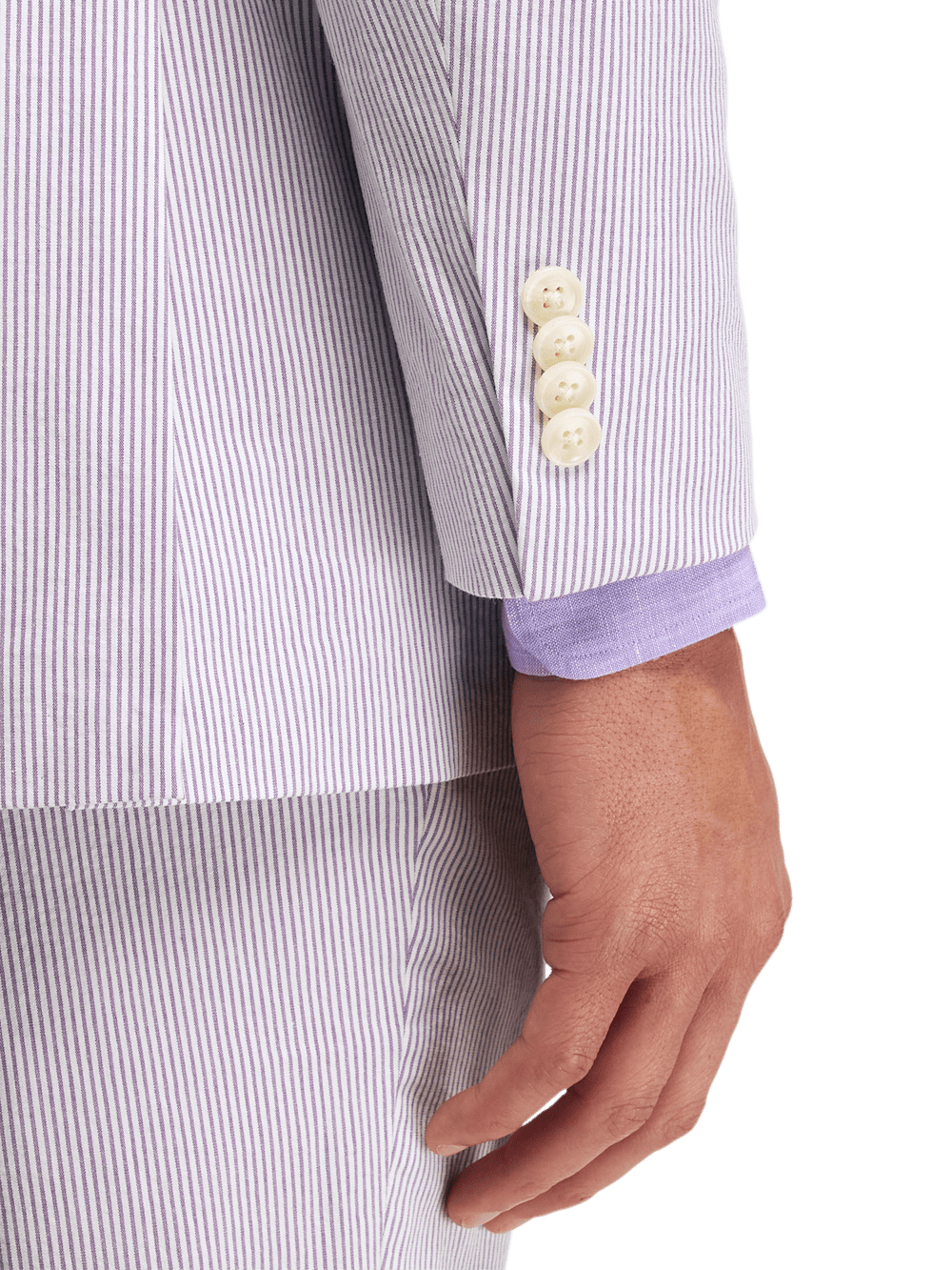 Alternate Image of Cotton Stretch Stripe Seersucker Single Breasted Notch Lapel Suit Jacket-2