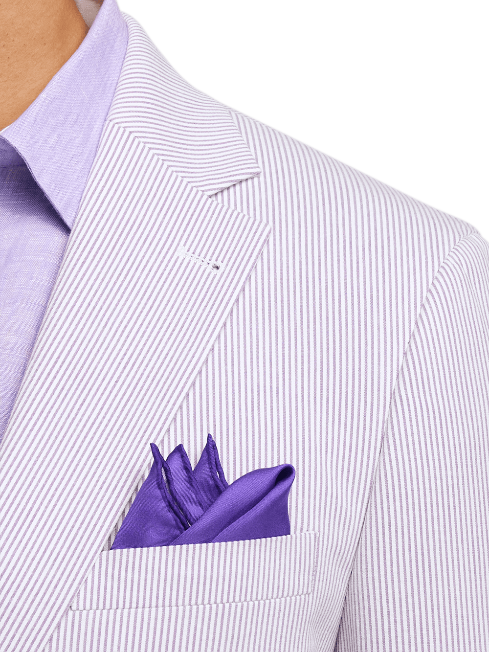 Alternate Image of Cotton Stretch Stripe Seersucker Single Breasted Notch Lapel Suit Jacket-5