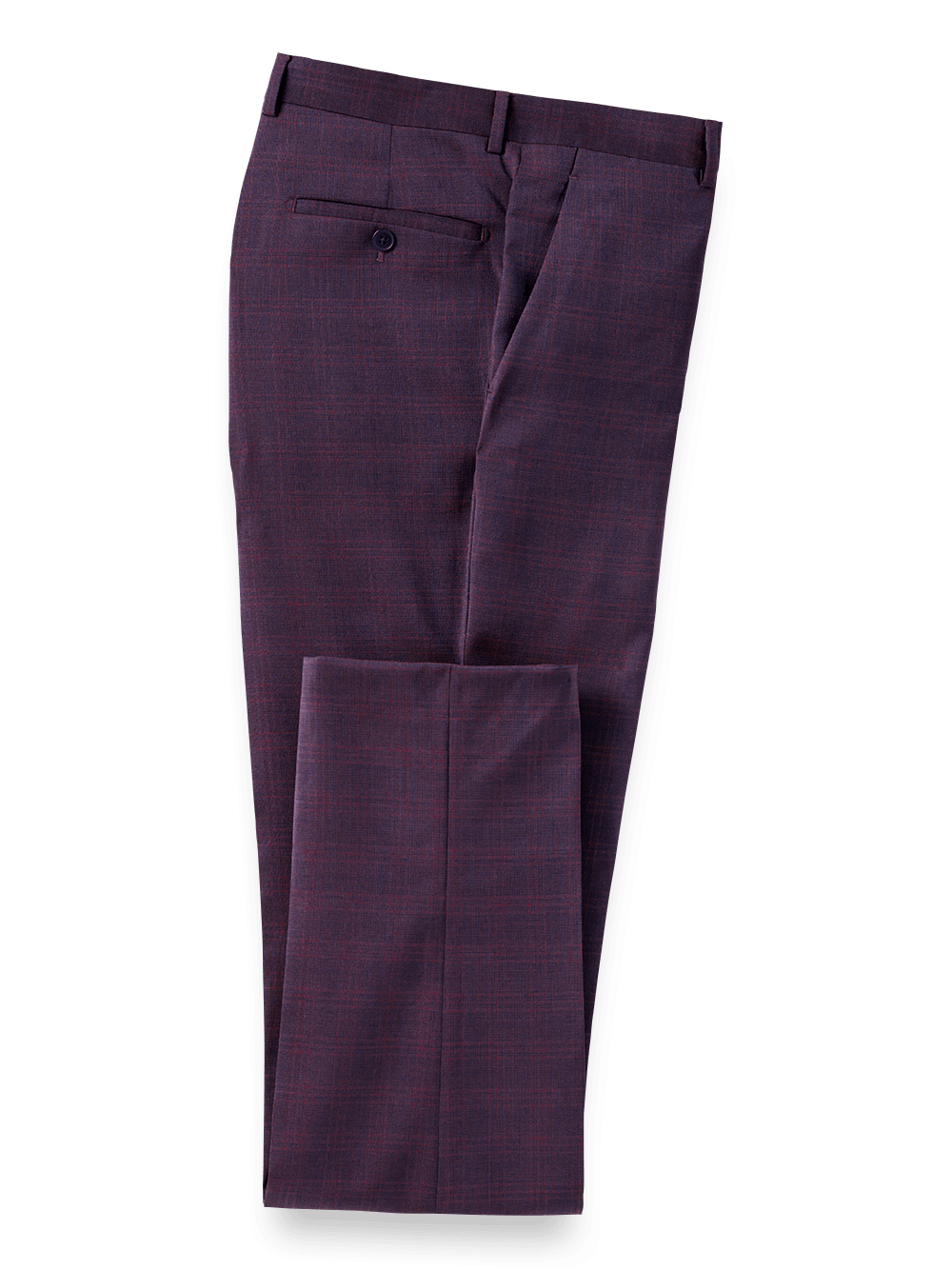 Product Image of Italian Wool Plaid Flat Front Suit Pants-Wine