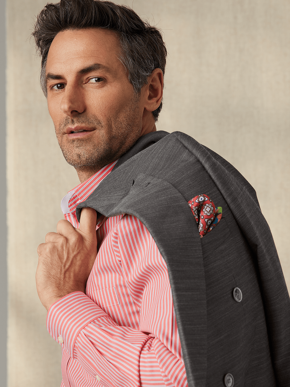 Alternate Image of Performance Blend Double Breasted Peak Lapel Suit Jacket-7