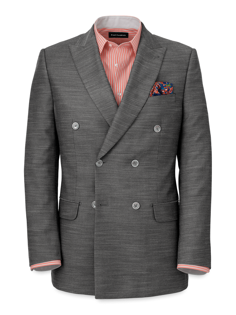 Product Image of Performance Blend Double Breasted Peak Lapel Suit Jacket-Charcoal