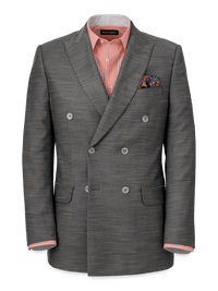 Performance Blend Double Breasted Peak Lapel Suit Jacket - Charcoal