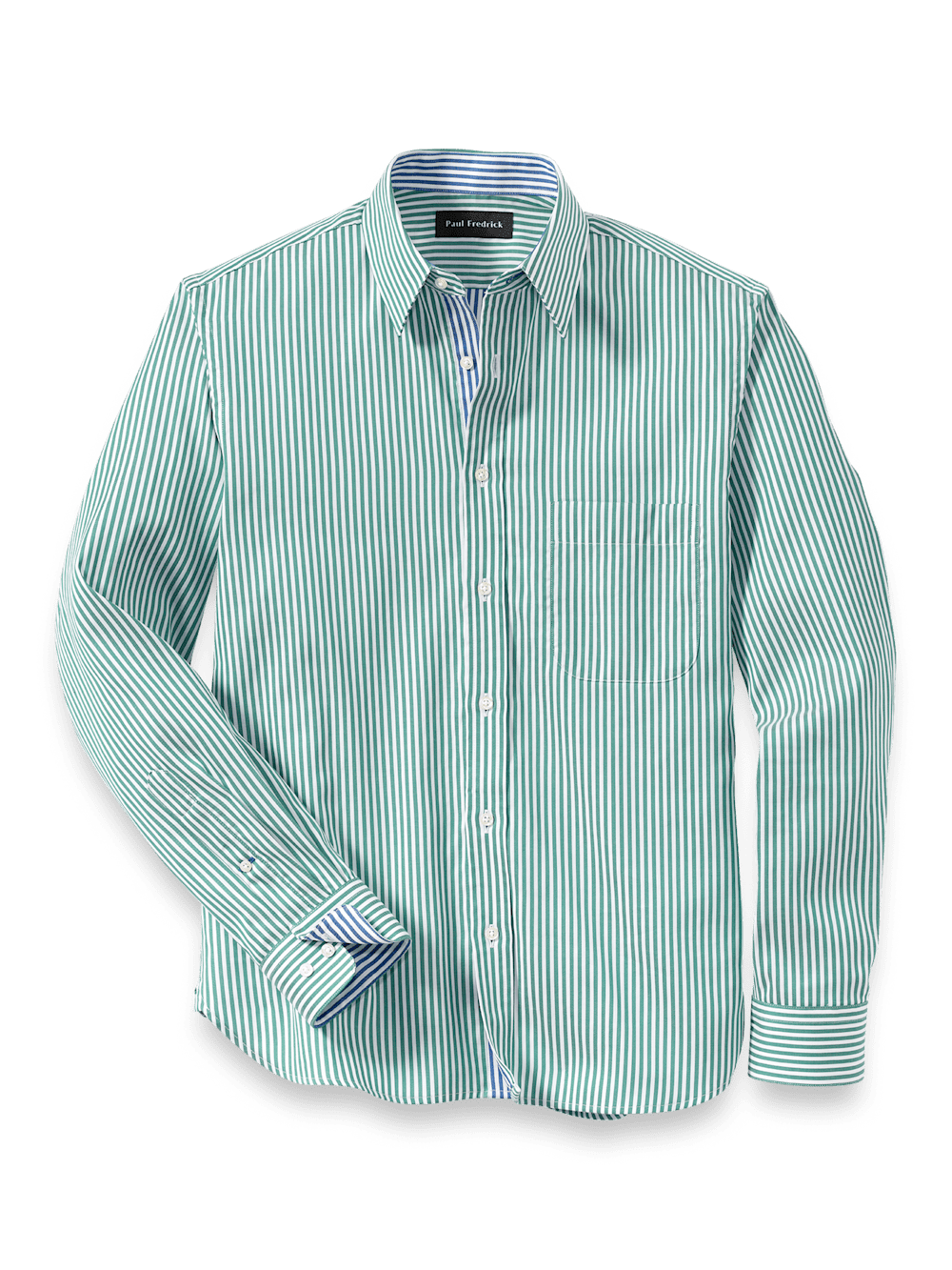 Product Image of Cotton Stripe Casual Shirt-Green/Blue
