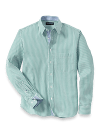 Cotton Stripe Casual Shirt - Green/blue