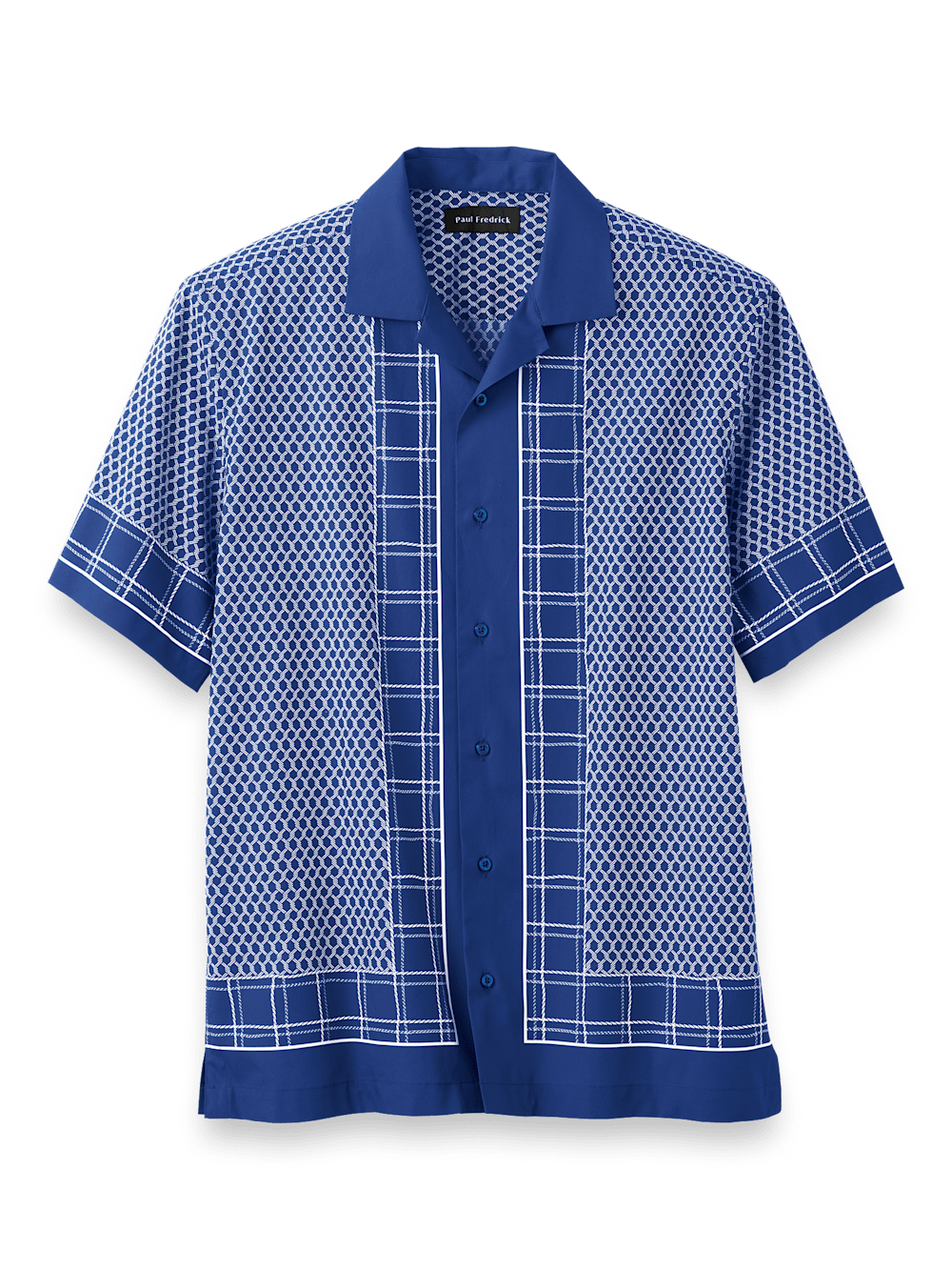 Product Image of Cotton Border Print Casual Shirt-Blue