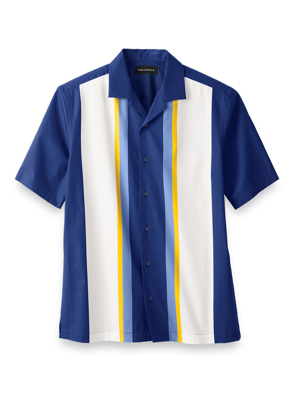 Product Image of Cotton Stripe Border Print Casual Shirt-Navy