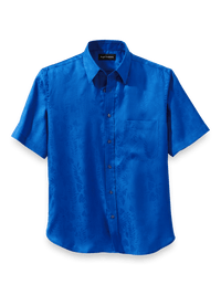 Lyocell Solid Jacquard Casual Shirt - Blue