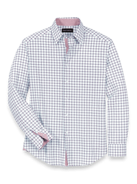 Performance Stretch Check Casual Shirt - Blue/pink
