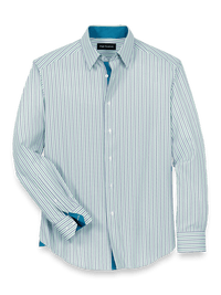 Performance Stretch Stripe Casual Shirt - Blue/green