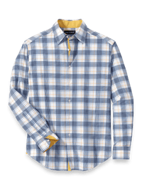 Performance Stretch Check Casual Shirt - Blue/yellow