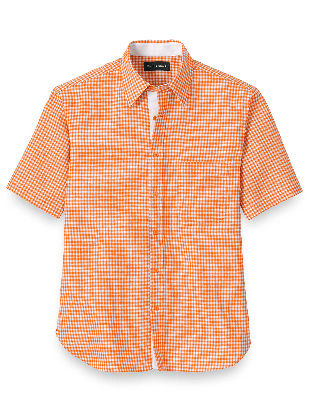 Product Image of Linen Gingham Check Casual Shirt-Orange