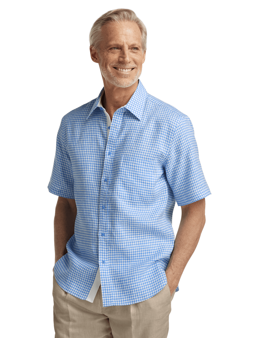 Alternate Image of Linen Gingham Check Casual Shirt-1