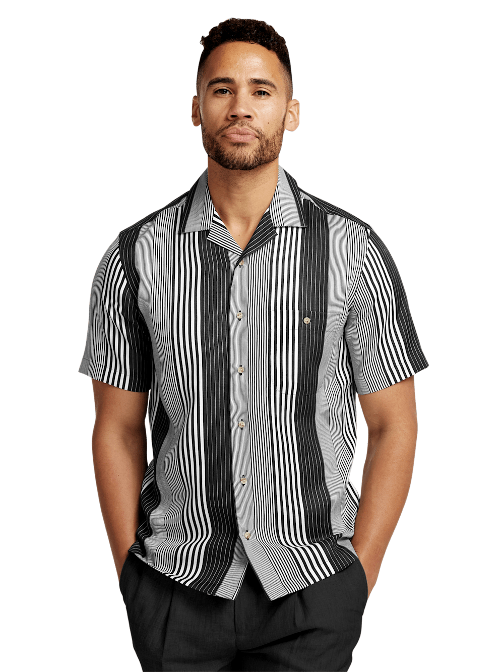 Alternate Image of Linen Stripe Print Casual Shirt-1