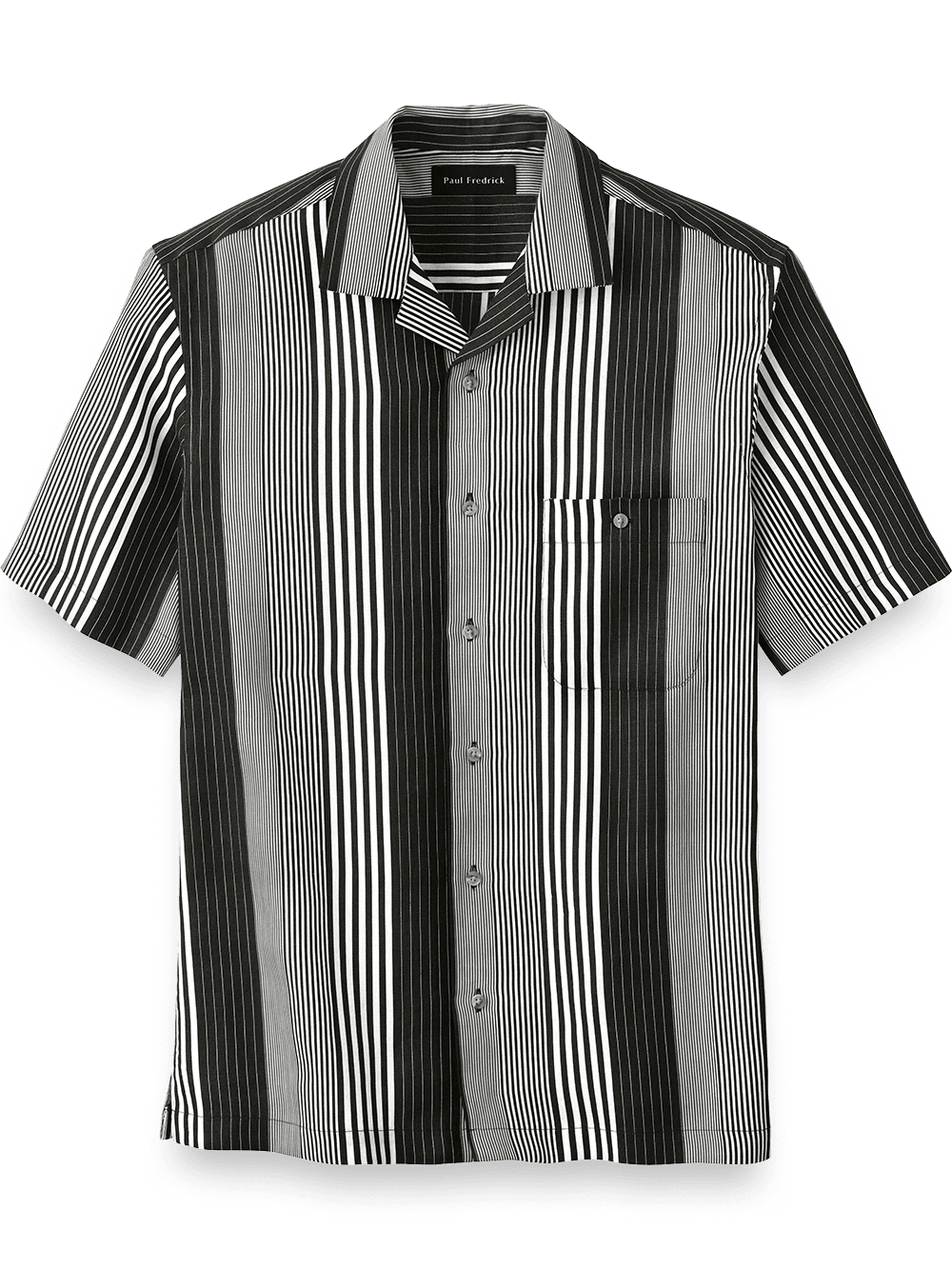 Product Image of Linen Stripe Print Casual Shirt-Black/White
