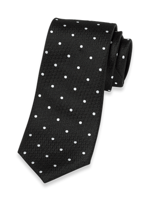 Dot Woven Silk Tie - Black