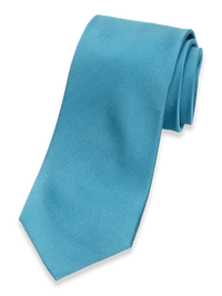 Solid Twill Woven Silk Tie - Teal