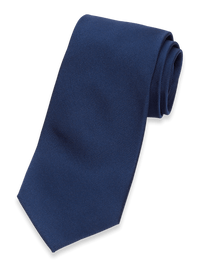 Solid Twill Woven Silk Tie - Navy