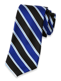 Stripe Woven Silk Tie - Blue/black
