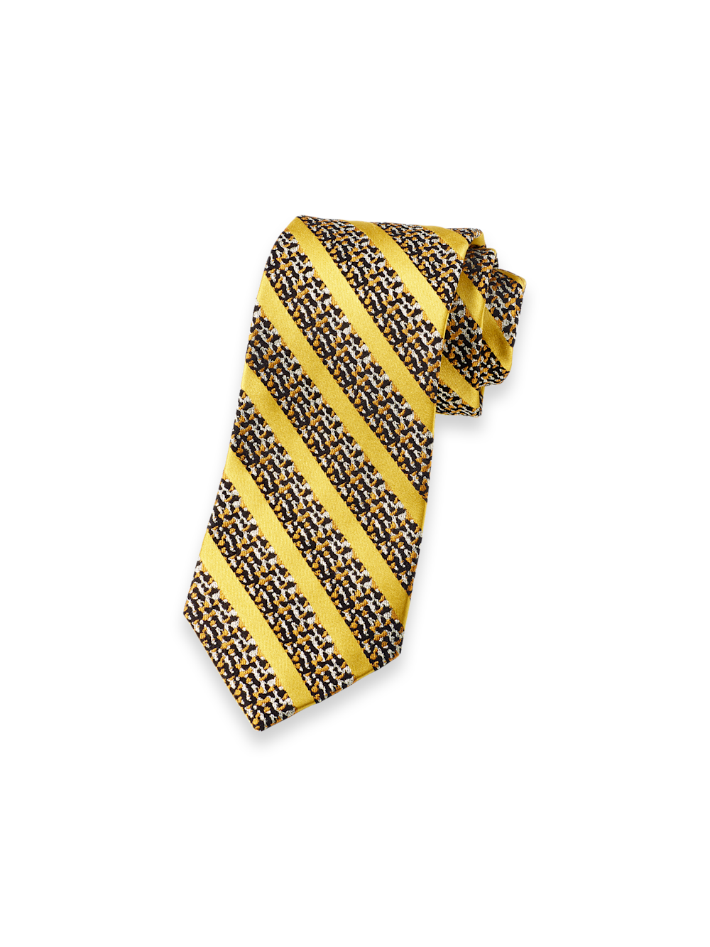 Product Image of Stripe Woven Silk Blend Tie-Navy/Gold